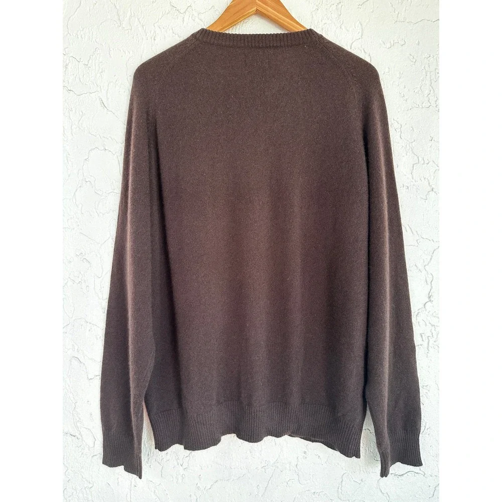 George Mens 100% Cashmere V-Neck Sweater Chocolate Brown Men Large